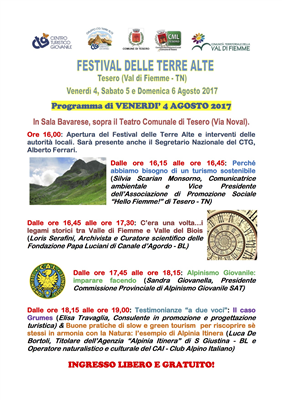 Tesero Festival Terre Alte tra i relatori Carlo Stassano