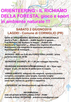 SABATO 2 GIUGNO 2018 ORIENTEERING