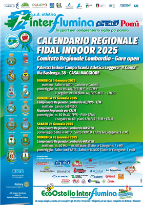 Calendario Regionale FIDAL Indoor 2025 - Eventi di Gennaio